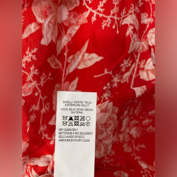 Lucky Brand Women’s Floral Red Silk Cami Tank Ruffle Top - Size Small - Picture 7 of 9
